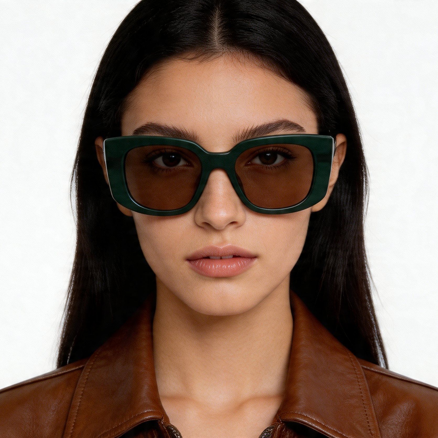 Gafas de sol rectangulares de acetato verde #BS2012-1355