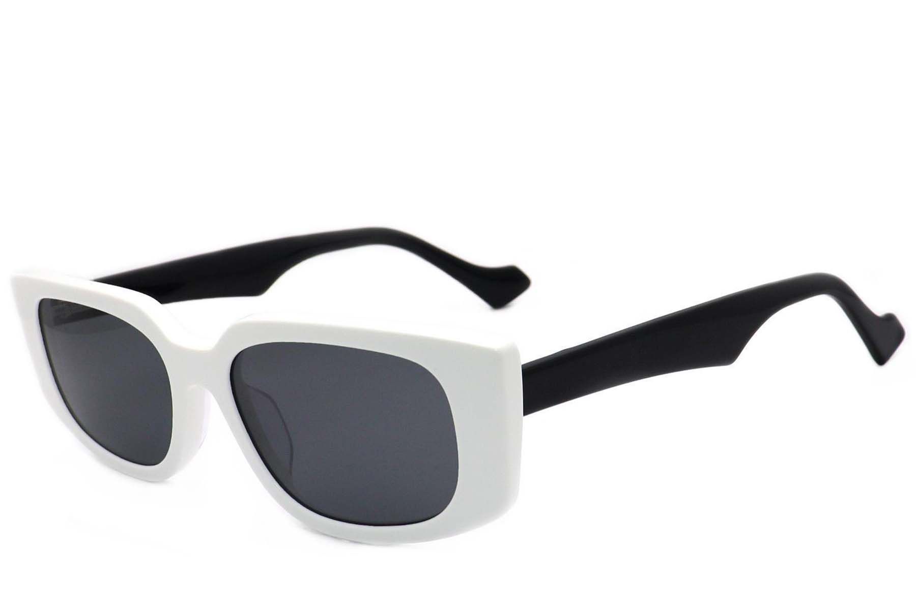 Rectangular White Acetate Sunglasses #BS2012-1356