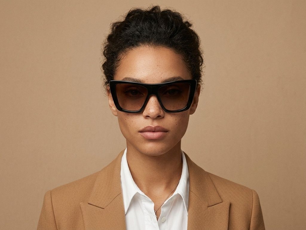 Gafas de sol de acetato negro con forma de mariposa #BS2012-1358