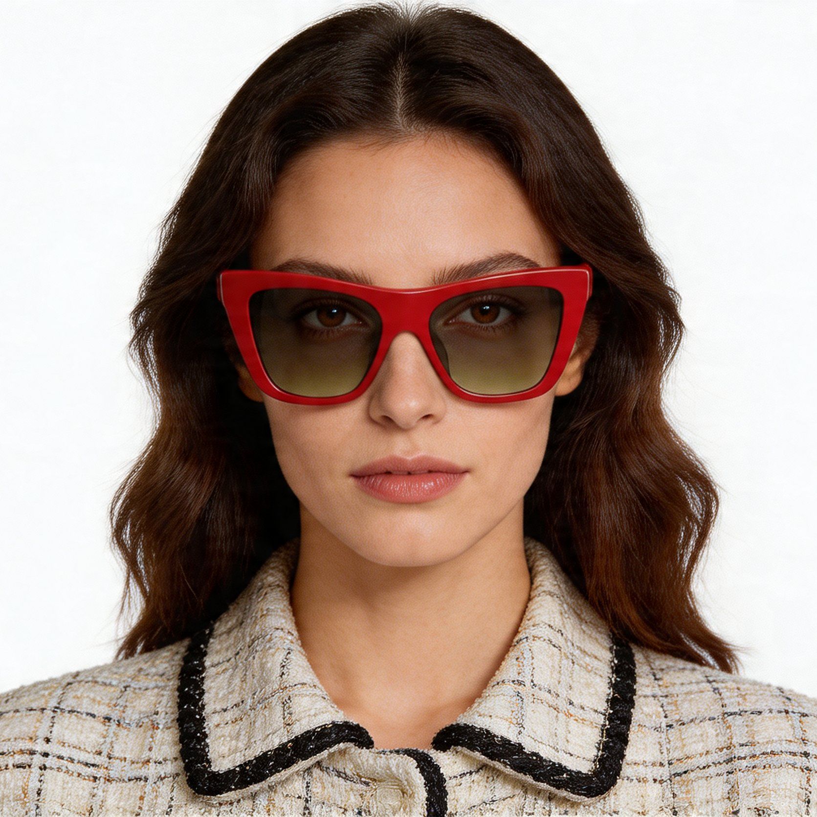 Lunettes de soleil papillon en acétate rouge #BS2012-1360