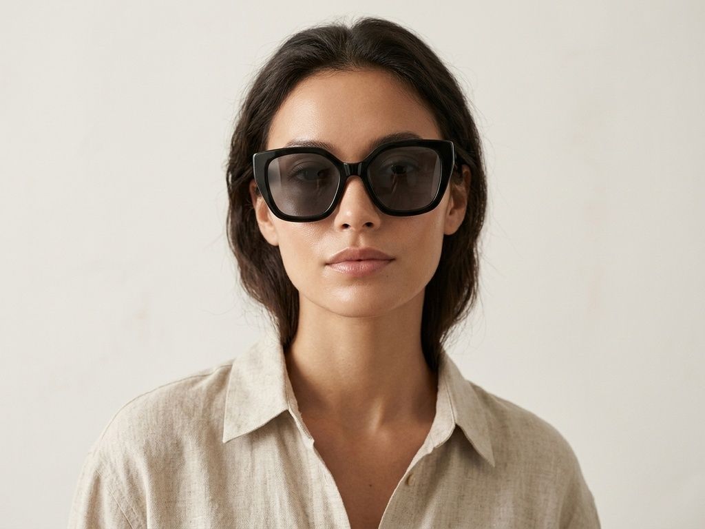Geometric Black Acetate Sunglasses #BS2012-1362