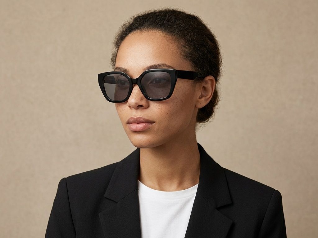 Geometric Black Acetate Sunglasses #BS2012-1362