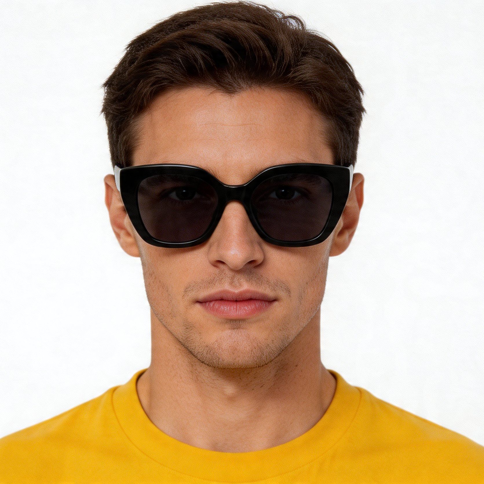 Gafas de sol geométricas de acetato negro #BS2012-1362