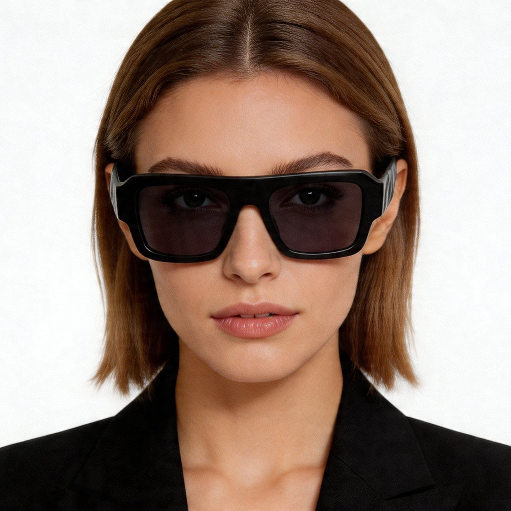 Gafas de sol de aviador de acetato negro #BS2012-1372