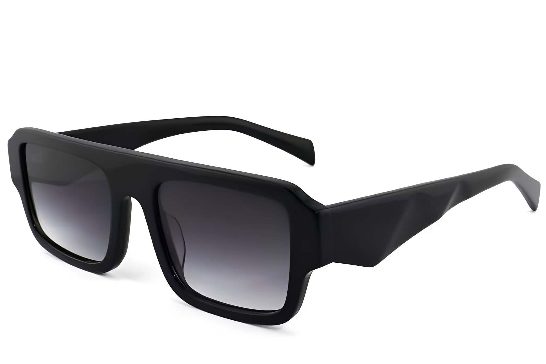 Lunettes de soleil aviateur en acétate noir #BS2012-1373