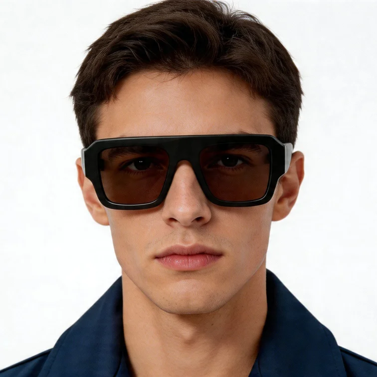 Gafas de sol de aviador de acetato verde #BS2012-1377