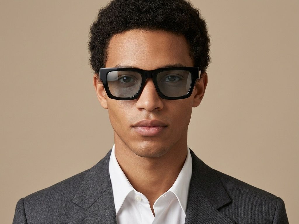 Occhiali da sole rettangolari in acetato nero #BS2012-1378
