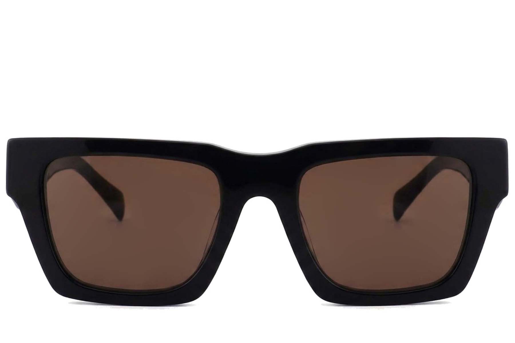 Lunettes de soleil rectangulaires en acétate noir #BS2012-1379