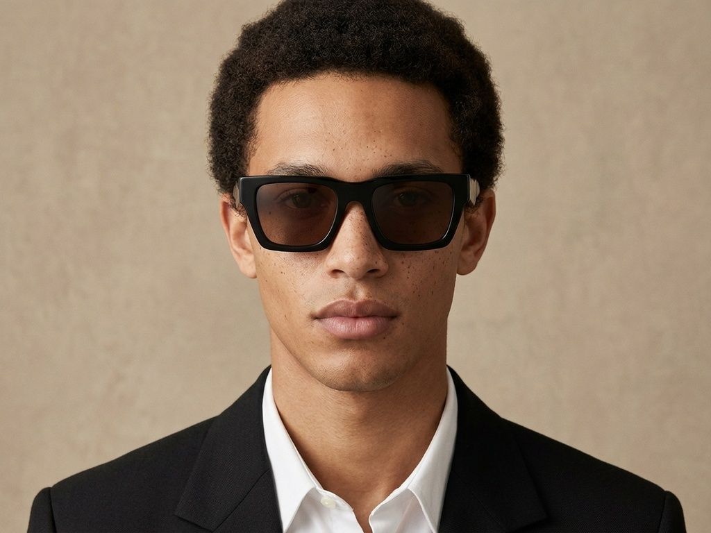 Rectangular Black Acetate Sunglasses #BS2012-1379
