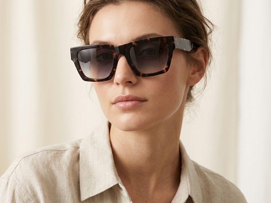 Rectangular Tortoiseshell Acetate Sunglasses #BS2012-1380