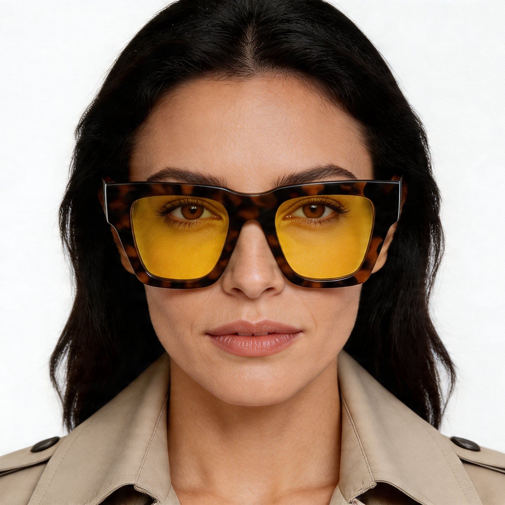Rectangular Tortoiseshell Acetate Sunglasses #BS2012-1381