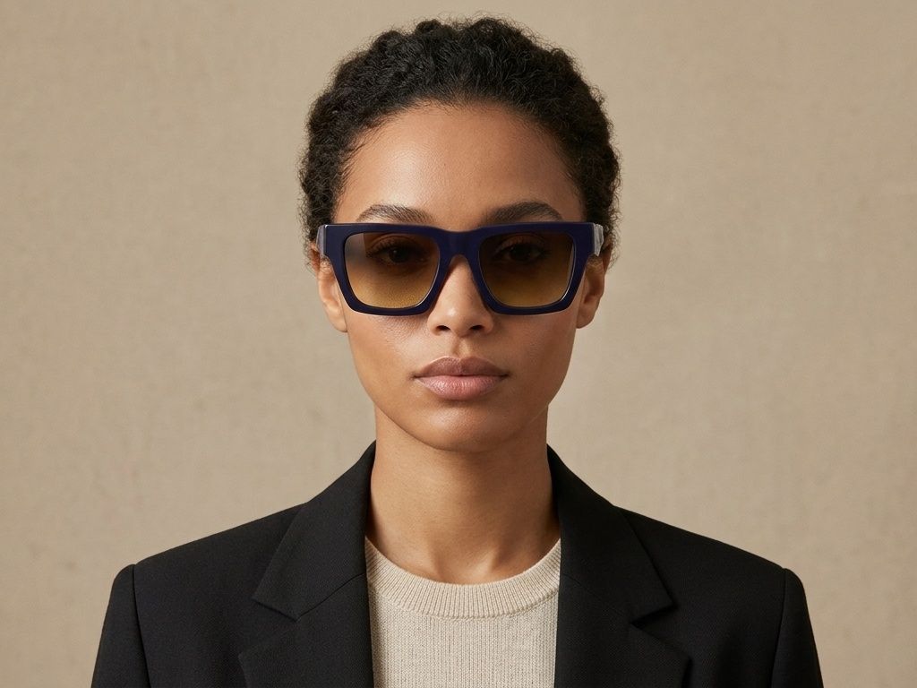 Gafas de sol rectangulares de acetato azul #BS2012-1382