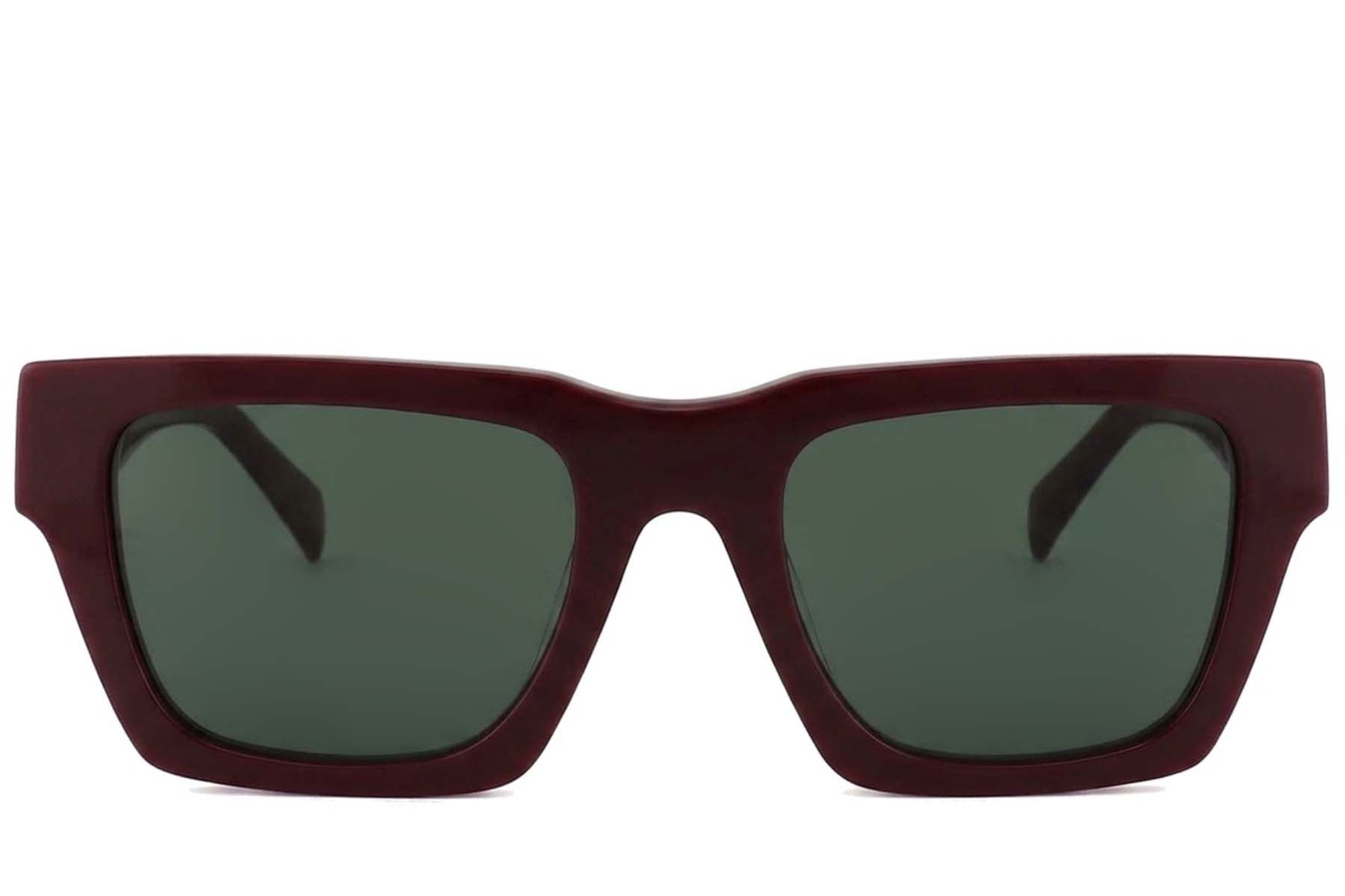 Lunettes de soleil rectangulaires en acétate rouge #BS2012-1383