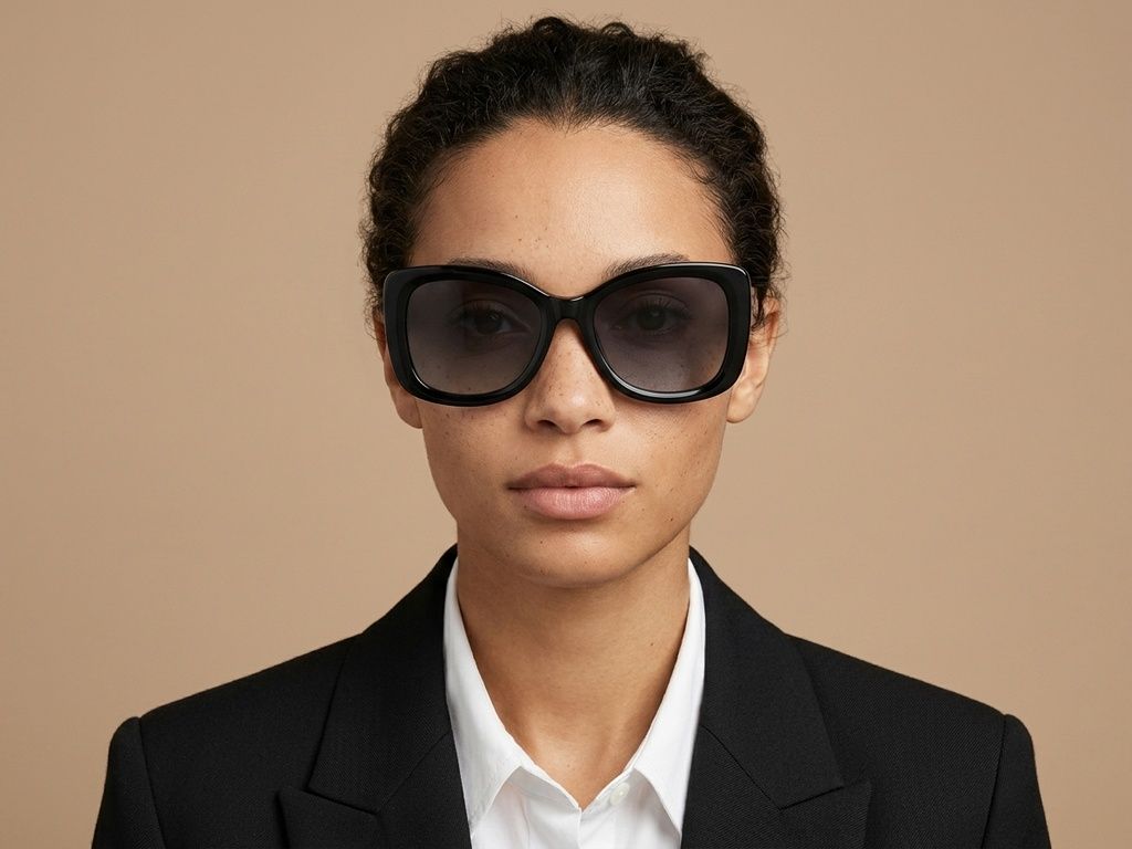 Schwarze Acetat-Sonnenbrille mit Schmetterlingsmotiv #BS2012-1384