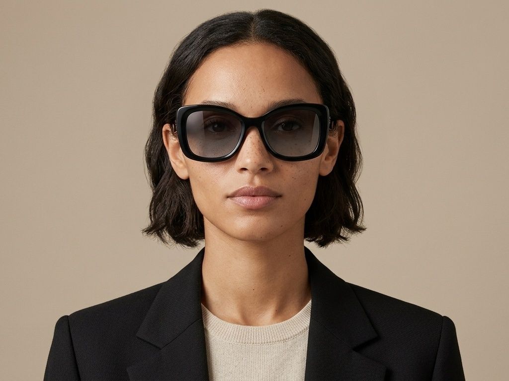 Schwarze Acetat-Sonnenbrille mit Schmetterlingsmotiv #BS2012-1386