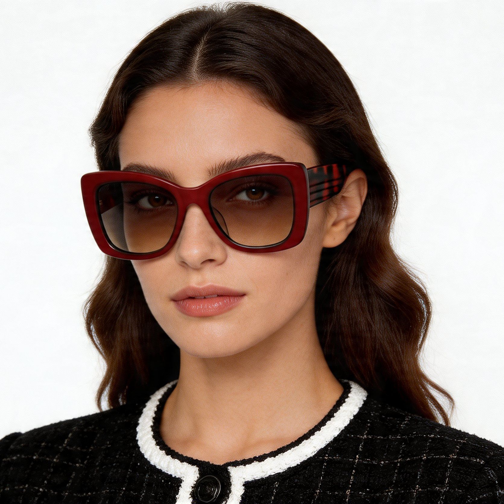Gafas de sol de acetato rojo con forma de mariposa #BS2012-1388