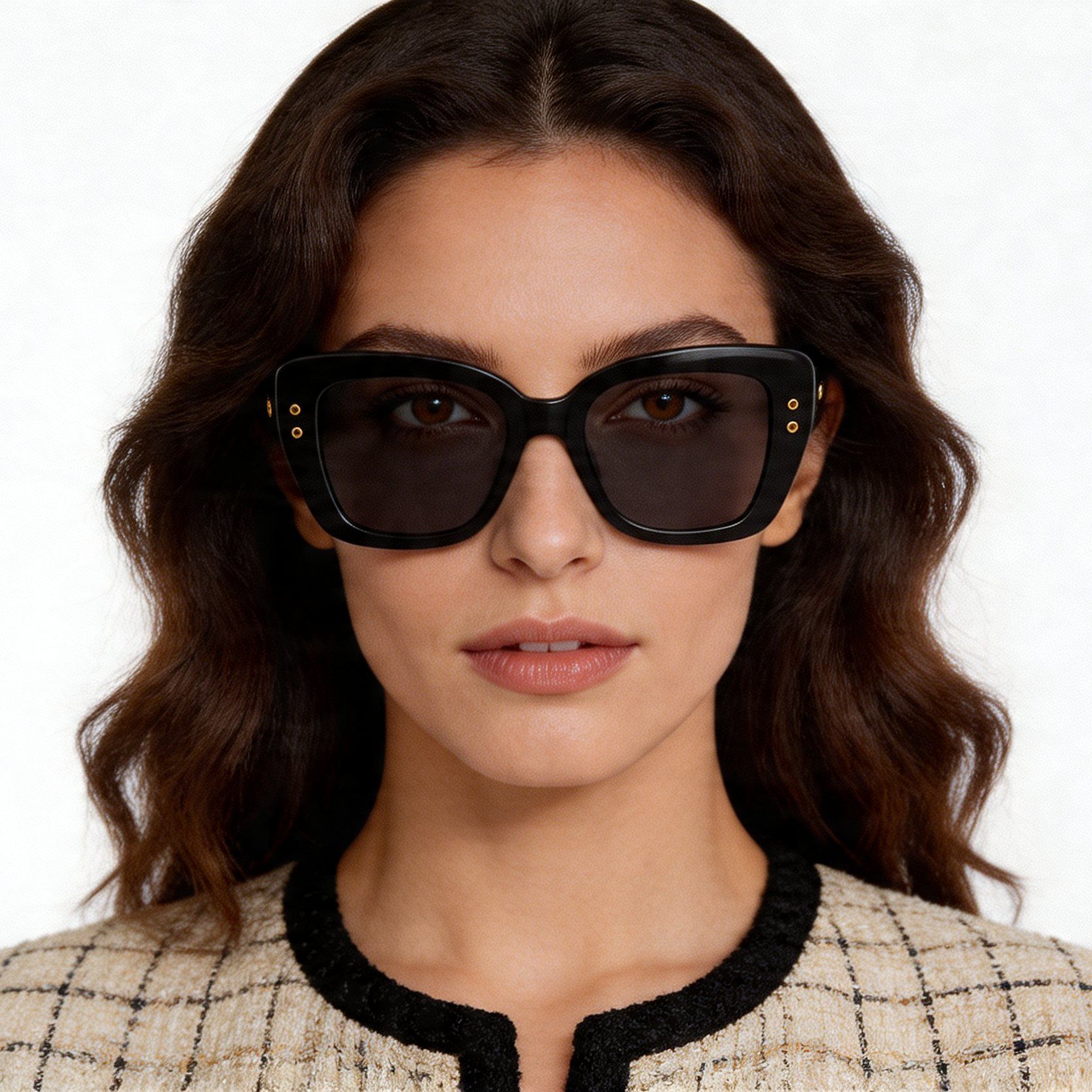 Schwarze Acetat-Sonnenbrille mit Schmetterlingsmotiv #BS2012-1400