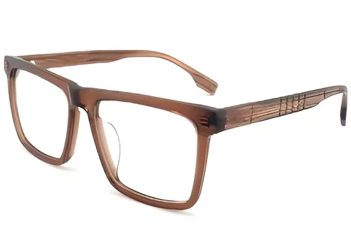 Lunettes rectangulaires en acétate brun #BS2012-1435
