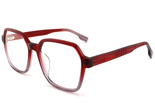 Lunettes géométriques en acétate rouge #BS2012-1451