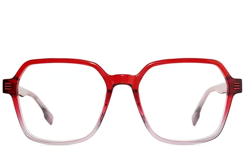 Lunettes géométriques en acétate rouge #BS2012-1451