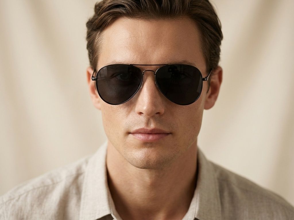 Occhiali da sole modello aviatore in metallo grigio #BS2012-1452