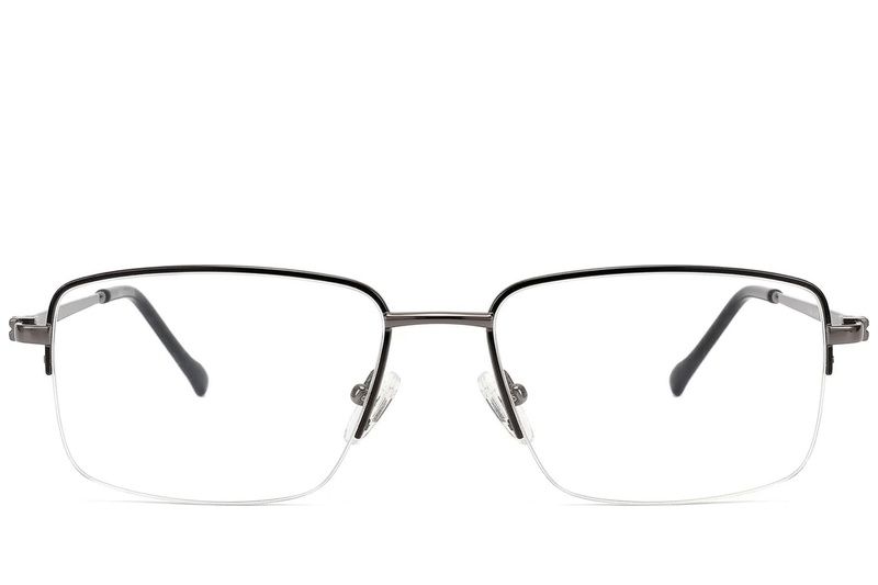 Semi-rimless Black Metal Glasses #BS2012-1457
