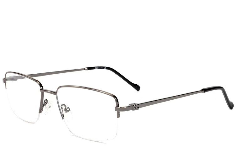 Lunettes semi-cerclées en métal gris #BS2012-1458