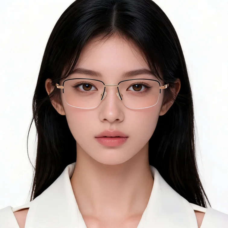 Semi-rimless Golden Metal Glasses #BS2012-1459