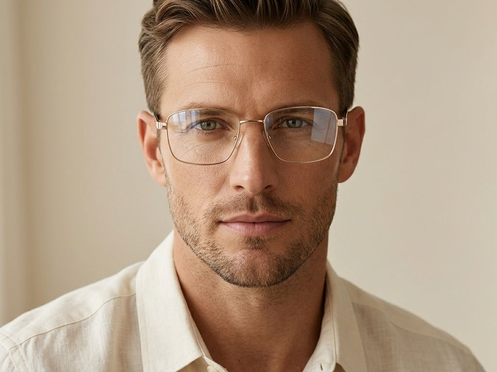 Lunettes rectangulaires en métal doré #BS2012-1527