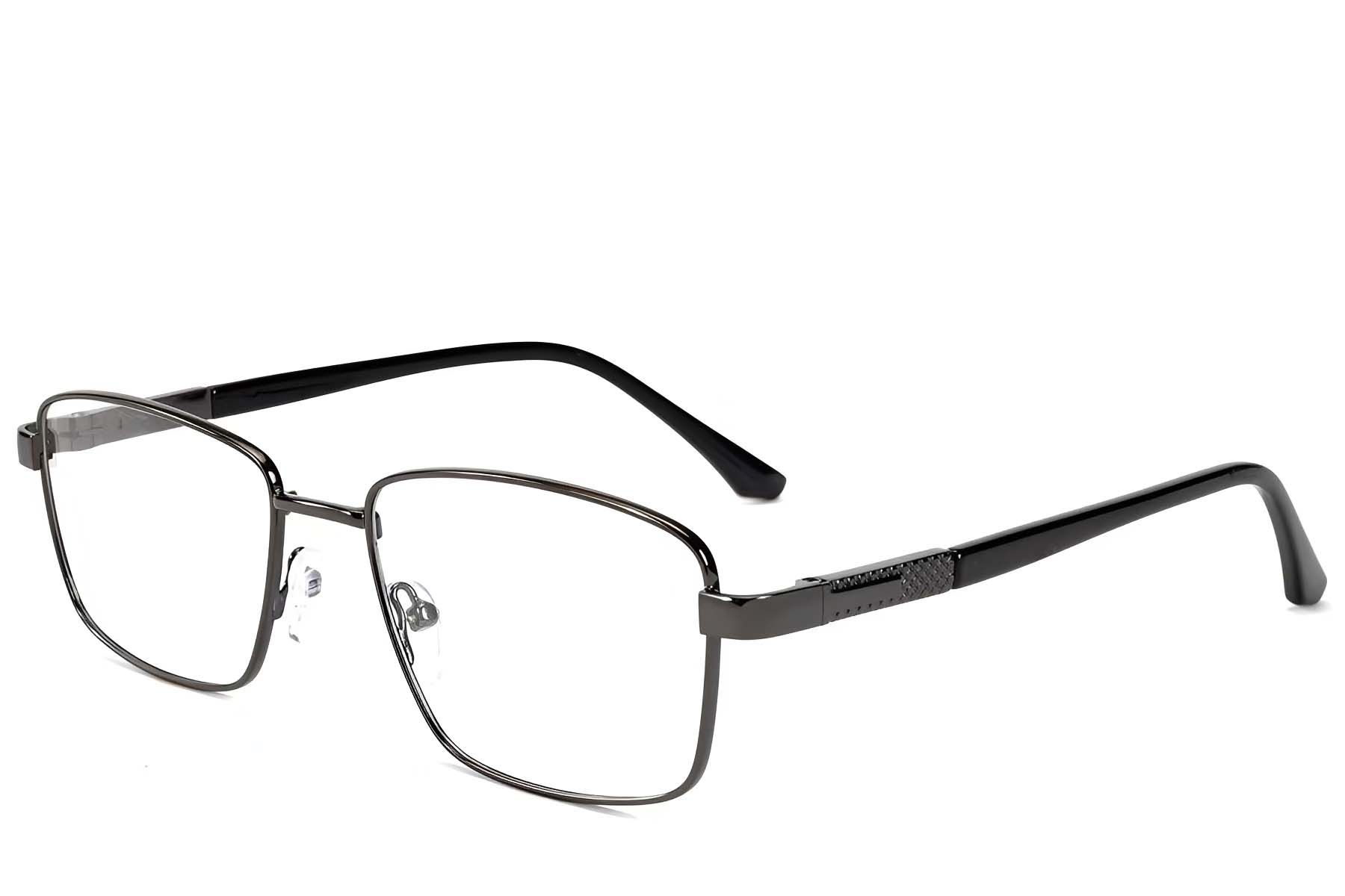 Lunettes rectangulaires en métal gris #BS2012-1531