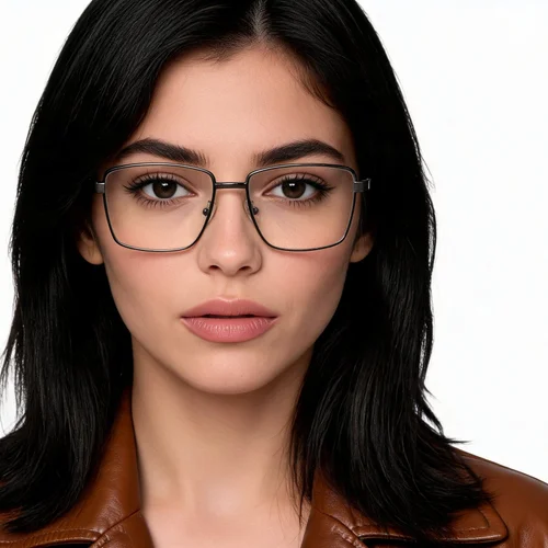 Lunettes rectangulaires en métal gris #BS2012-1531
