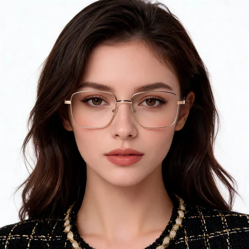 Lunettes rectangulaires en métal doré #BS2012-1532