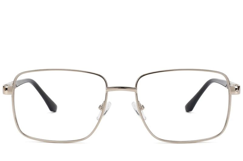 Rechteckige silberfarbene Metallbrille #BS2012-1534