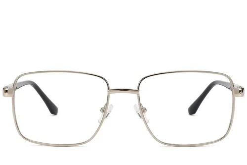 Lunettes rectangulaires en métal argenté #BS2012-1534