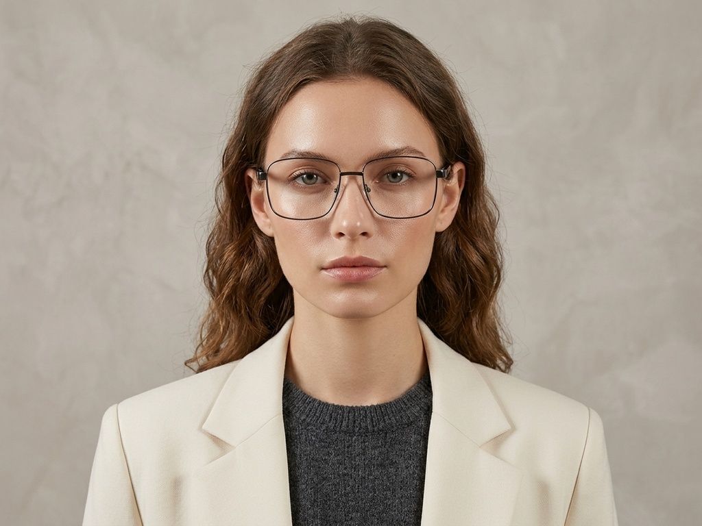 Rechteckige graue Metallbrille #BS2012-1536