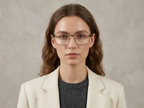 Lunettes rectangulaires en métal gris #BS2012-1536
