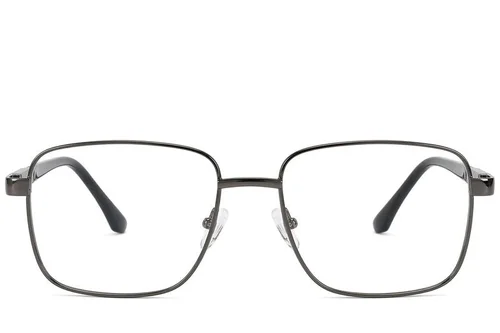 Lunettes rectangulaires en métal gris #BS2012-1536