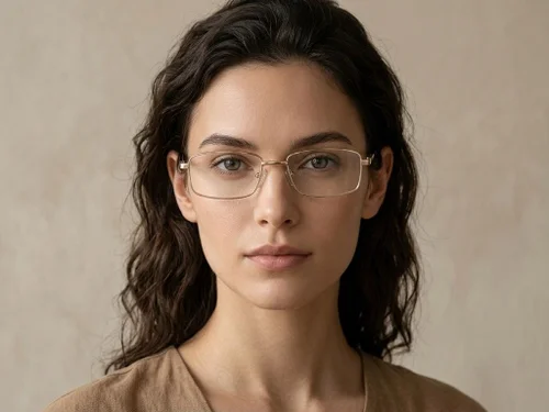 Lunettes rectangulaires en métal doré #BS2012-1537