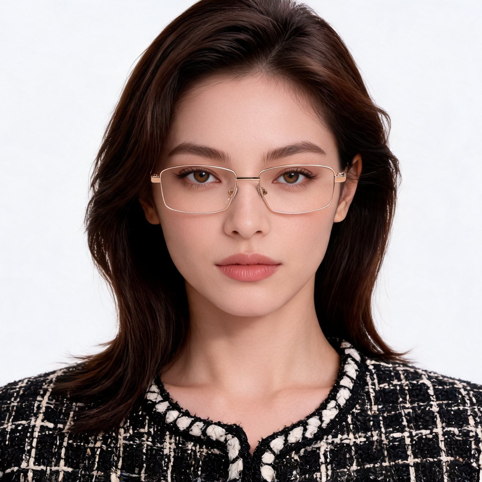 Rectangular Golden Metal Glasses #BS2012-1537