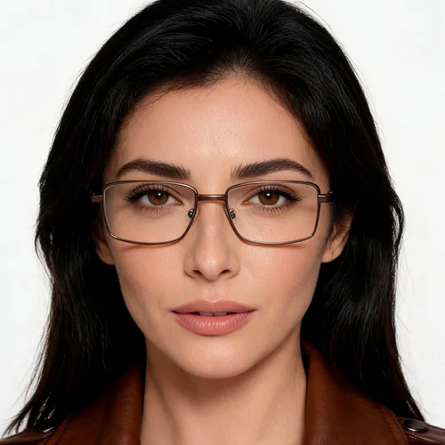 Lunettes rectangulaires en métal brun #BS2012-1538
