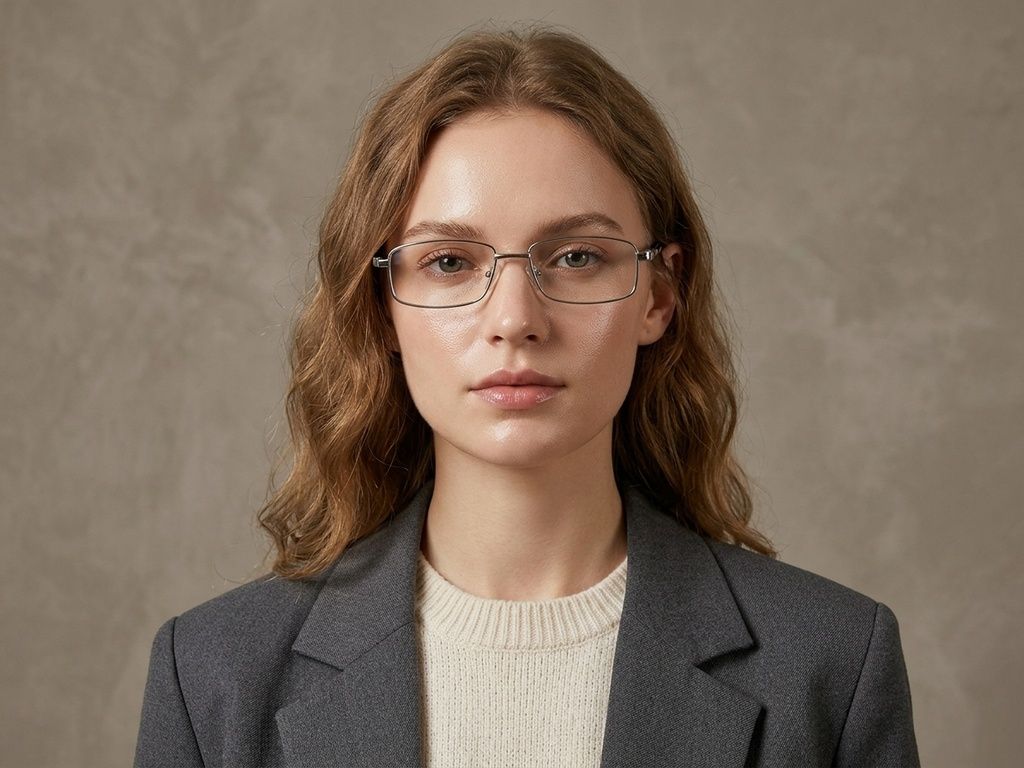 Rechteckige silberfarbene Metallbrille #BS2012-1539