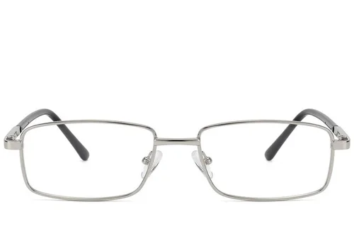 Lunettes rectangulaires en métal argenté #BS2012-1539