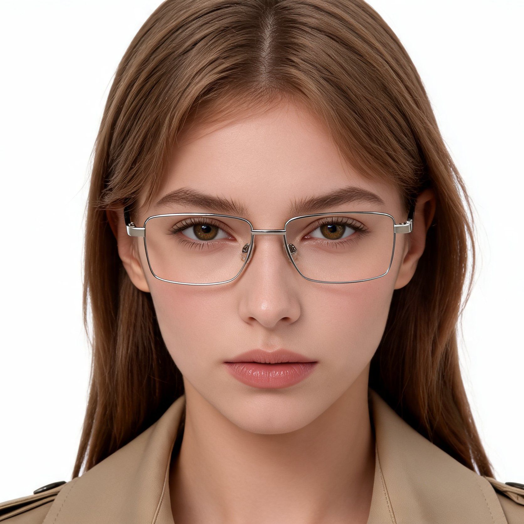Rectangular Silver Metal Glasses #BS2012-1539