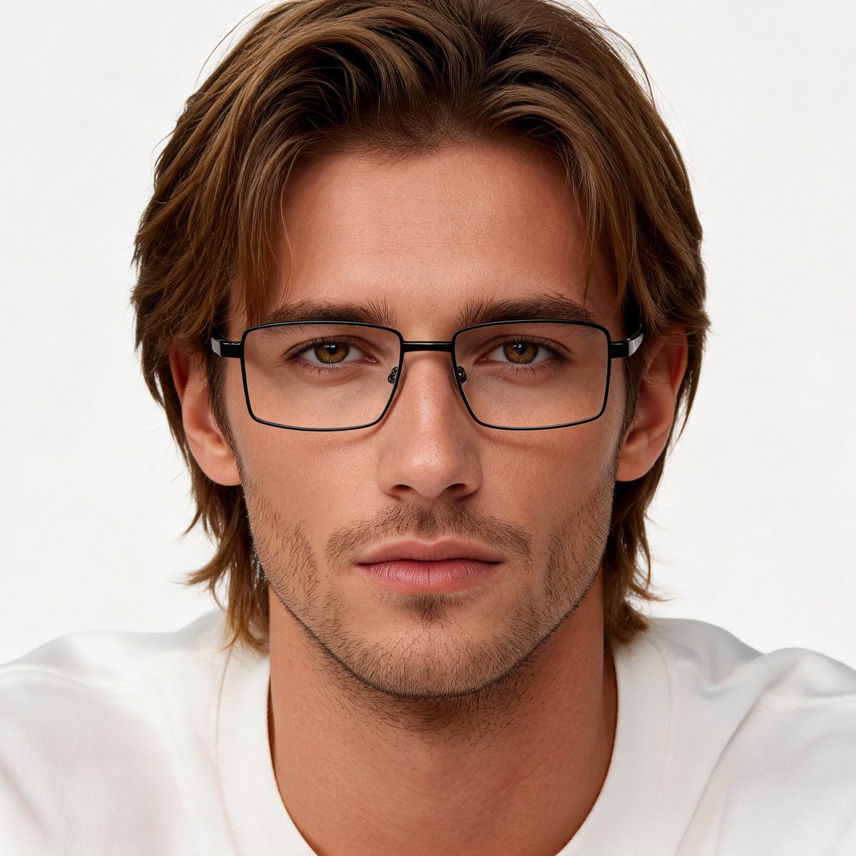 Rechteckige schwarze Metallbrille #BS2012-1540