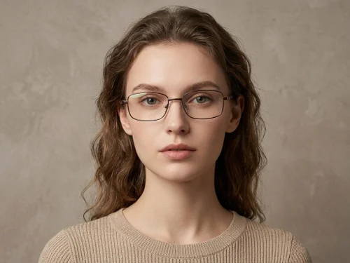 Lunettes rectangulaires en métal brun #BS2012-1543