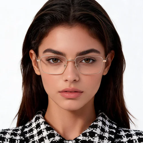 Lunettes rectangulaires en métal doré #BS2012-1547
