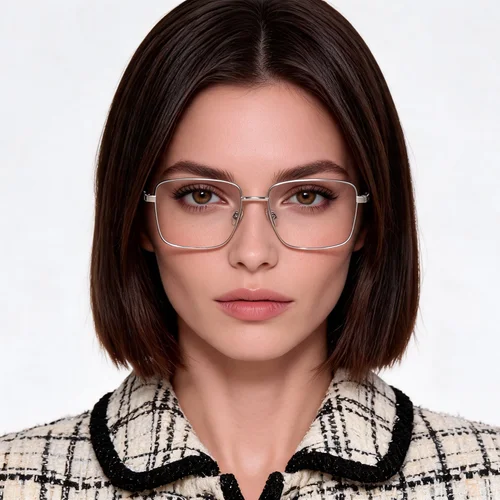 Lunettes rectangulaires en métal argenté #BS2012-1549