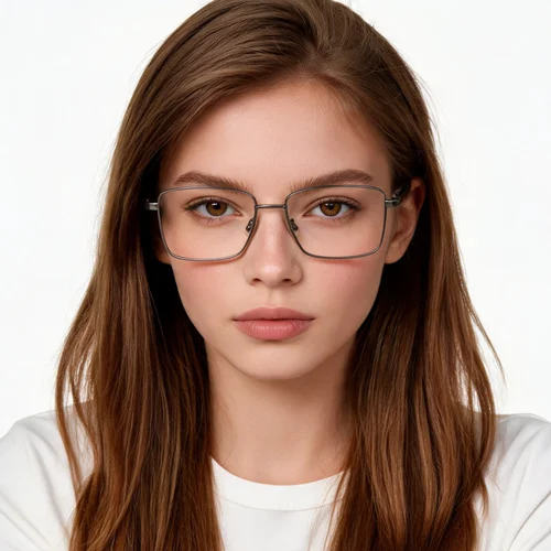 Lunettes rectangulaires en métal gris #BS2012-1551