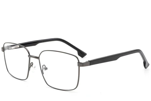 Lunettes rectangulaires en métal gris #BS2012-1558