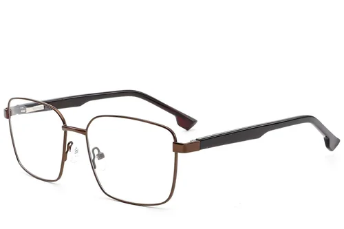 Lunettes rectangulaires en métal brun #BS2012-1560